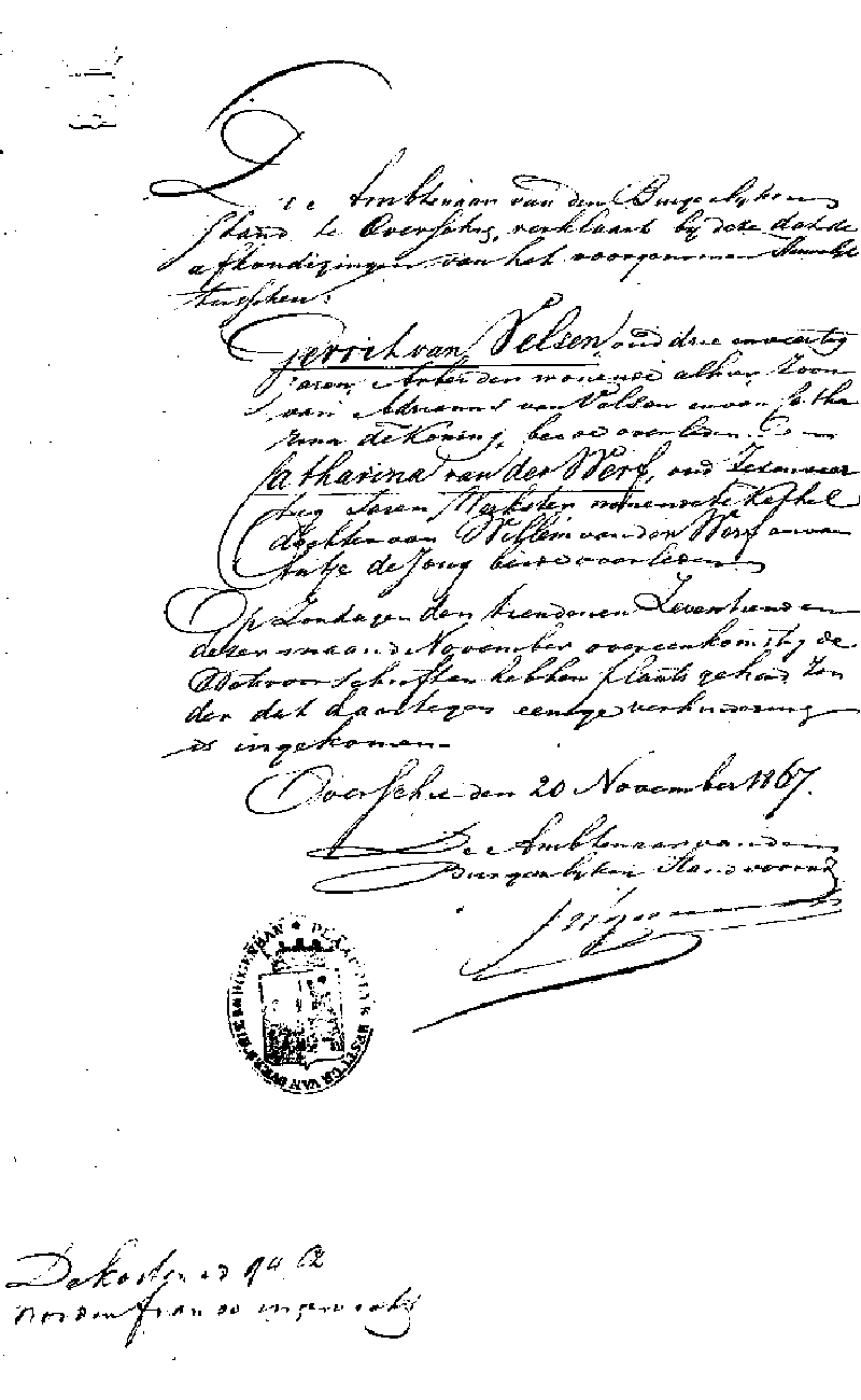 18671125 ondtr akte Gerrit v Velsen - Catharina vd Werf